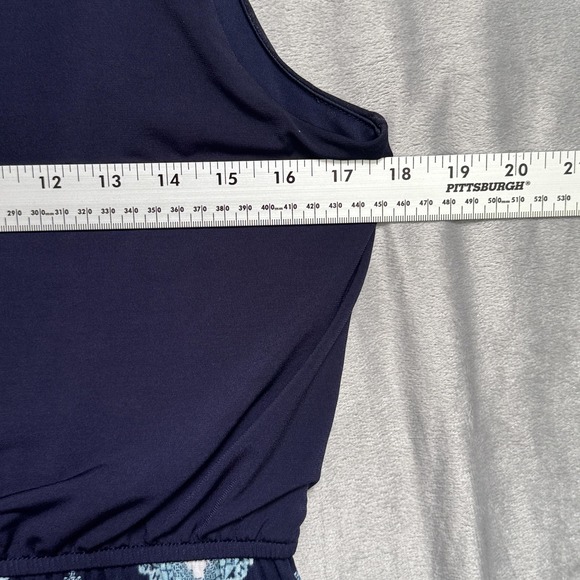 Trixxi Dress Womens Large Navy Pink Chevron Sleeveless Scoop Neck Elastic Waist - Picture 6 of 6